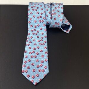 Vineyard Vines Boys Light Blue / Red Lifesavers 100% Silk Tie, 2 5/8" W x 49.5 L